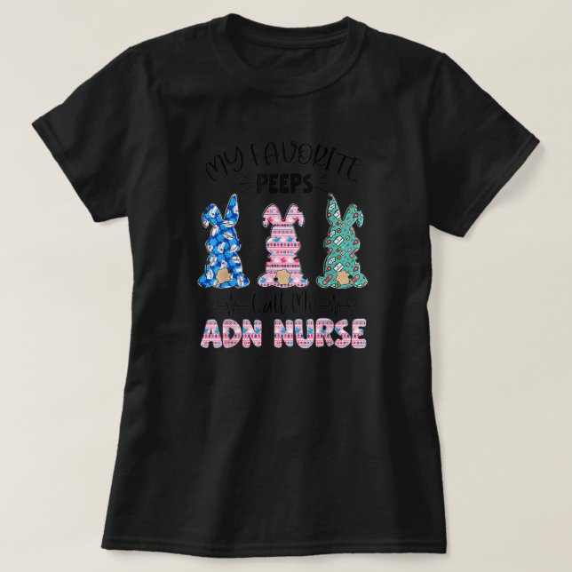ADN Nurse Floral Bunnies Nurse Easter  T-Shirt (Design Front)