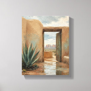 Adobe Courtyard after Summer Rain Desert Landscape Canvas Print