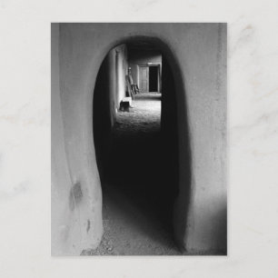 Adobe Doorway Architecture Black & White Photo Postcard