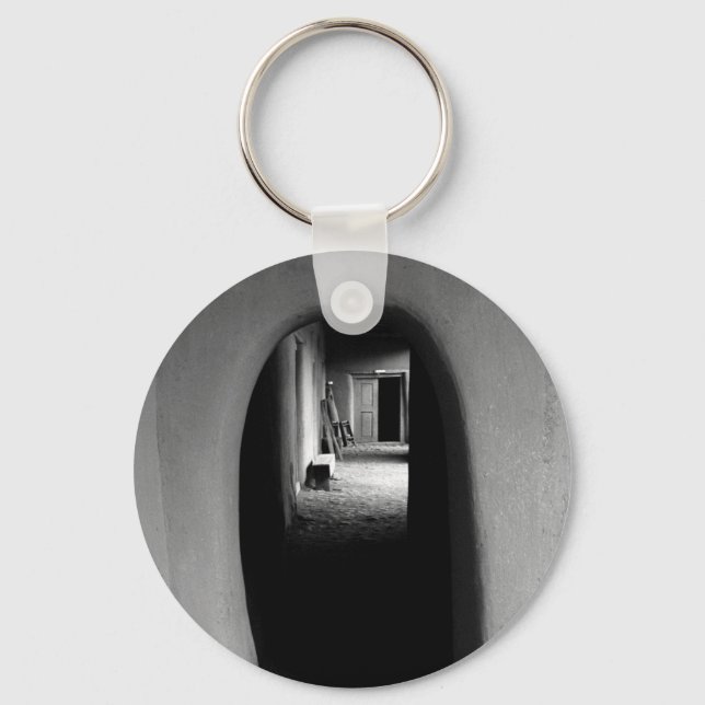 Adobe Passageway: Black & White photo Key Ring (Front)