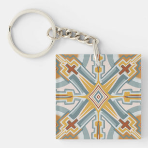 Adobe Southwest Tile Geometric Pattern Key Ring