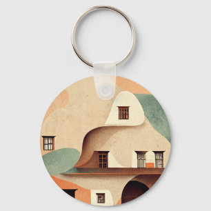 Adobe Style House Key Ring