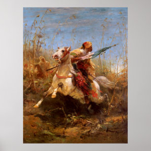 Adolf Schreyer Arab Warrior Leading A Charge Poster