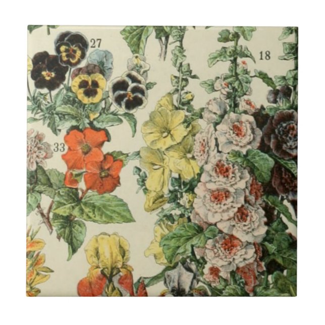 Adolph Millot Botanical Floral Detail Tile (Front)