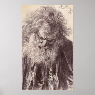 Adolph von Menzel Portrait Of An Old Man Poster