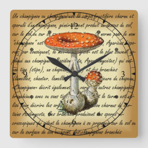 Adolphe Millot ~ Champignons-pour tous-fixed ~ Square Wall Clock
