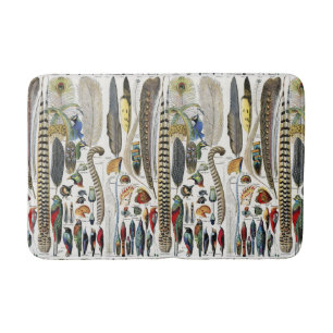 Adolphe Millot Dark Academia Vintage Bird Feather Bath Mat