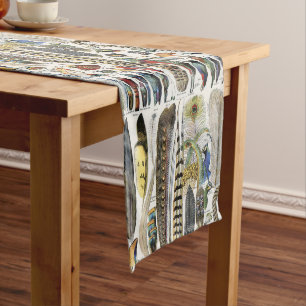 Adolphe Millot Dark Academia Vintage Bird Feather Long Table Runner