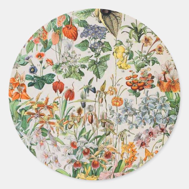 Adolphe Millot flowers D Classic Round Sticker (Front)