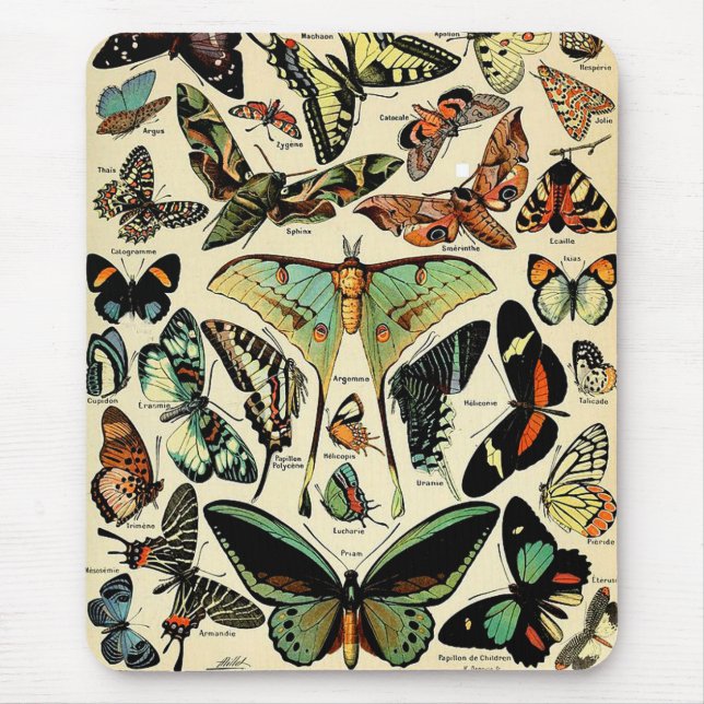 Adolphe Millot Papillons Mouse Pad (Front)