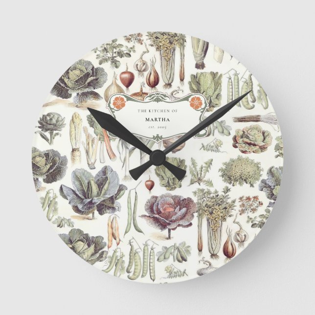Adolphe Millot Vegetable Pattern Round Clock (Front)