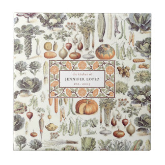 Adolphe Millot Vegetable Pattern Tile