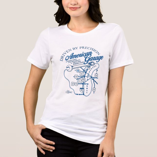 ADOM "American Garage" Women's Graphic Tee (Front)