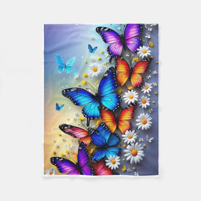 ADOM Butterfly and Daisy Throw Blanket (Front)