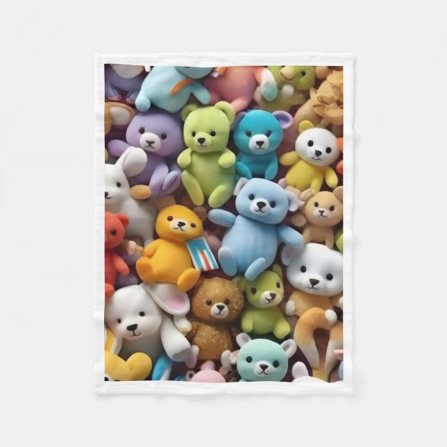 ADOM Colourful Teddy Bears Pile Blanket (Front)