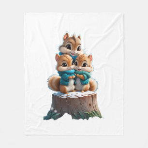 ADOM Cute Winter Squirrels Kids Blanket