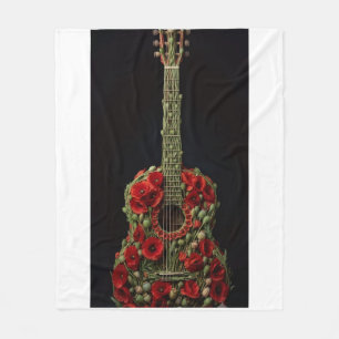 ADOM Floral Guitar Art Fleece Blanket