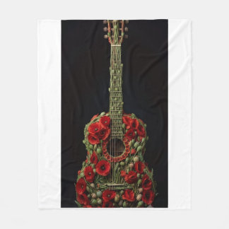 ADOM Floral Guitar Art Fleece Blanket