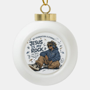 ADOM "Jesus Is My Rock" Women's T-Shirt Ceramic Ball Christmas Ornament