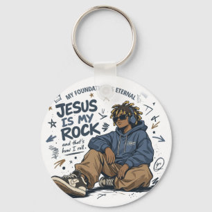 ADOM "Jesus Is My Rock" Women's T-Shirt Key Ring