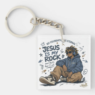 ADOM "Jesus Is My Rock" Women's T-Shirt Key Ring