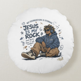 ADOM "Jesus Is My Rock" Women's T-Shirt Round Cushion