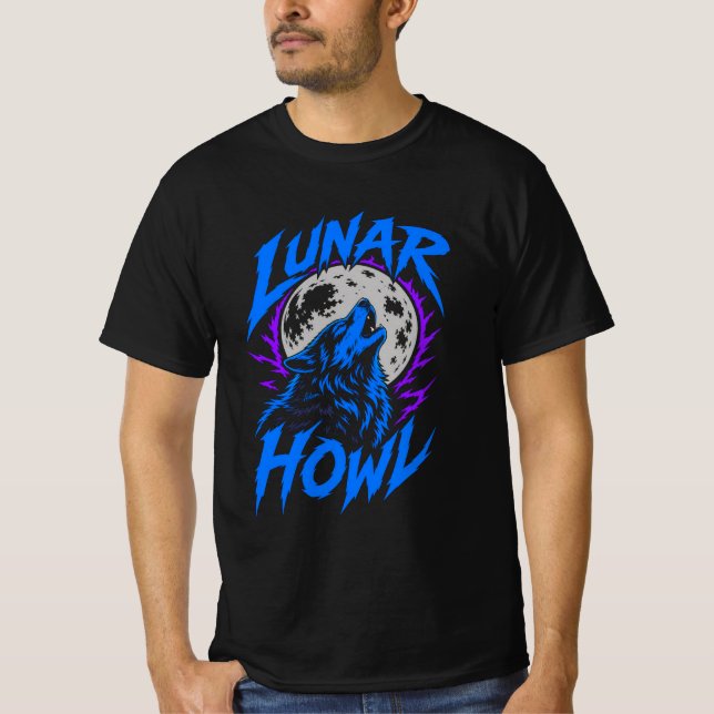 ADOM Lunar Howl Wolf Design T-Shirt (Front)