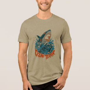 ADOM Ocean Terror Shark Graphic Tri-Blend Shirt