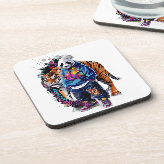 ADOM Premium Artistic Panda & Tiger Graphic Notebo Coaster (Left Side)