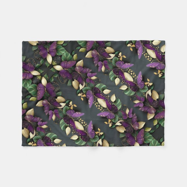 ADOM Purple Butterfly Gold Leaf Blanket (Front (Horizontal))