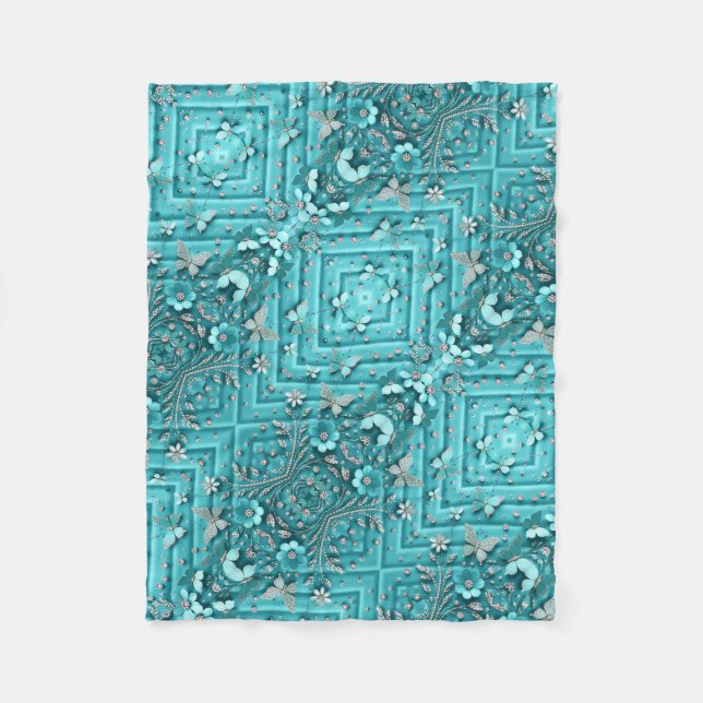 ADOM Turquoise Geometric Tapestry Blanket (Front)