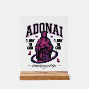 Adonai Glory to God Vintage Christian Vector Desig Acrylic Sign
