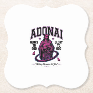 Adonai Glory to God Vintage Christian Vector Desig Paper Coaster