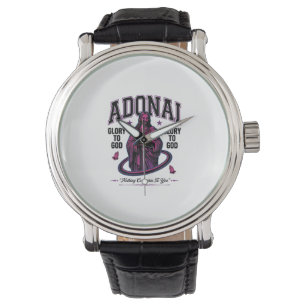 Adonai Glory to God Vintage Christian Vector Desig Watch
