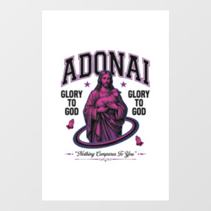 Adonai Glory to God Vintage Christian Vector Desig Window Cling