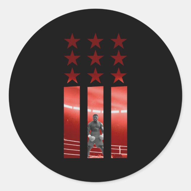 Adonis Creed Nine Stars Three Bars Red Classic Round Sticker (Front)