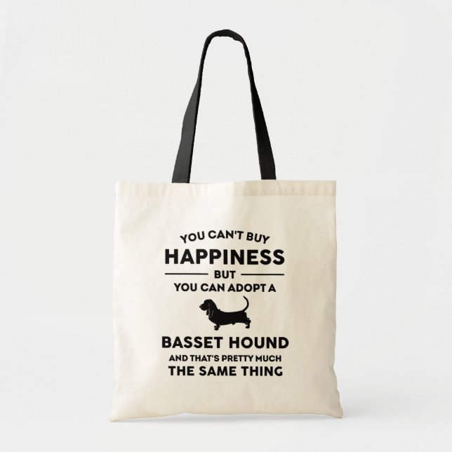 Adopt a Basset Hound Happiness Tote Bag (Front)