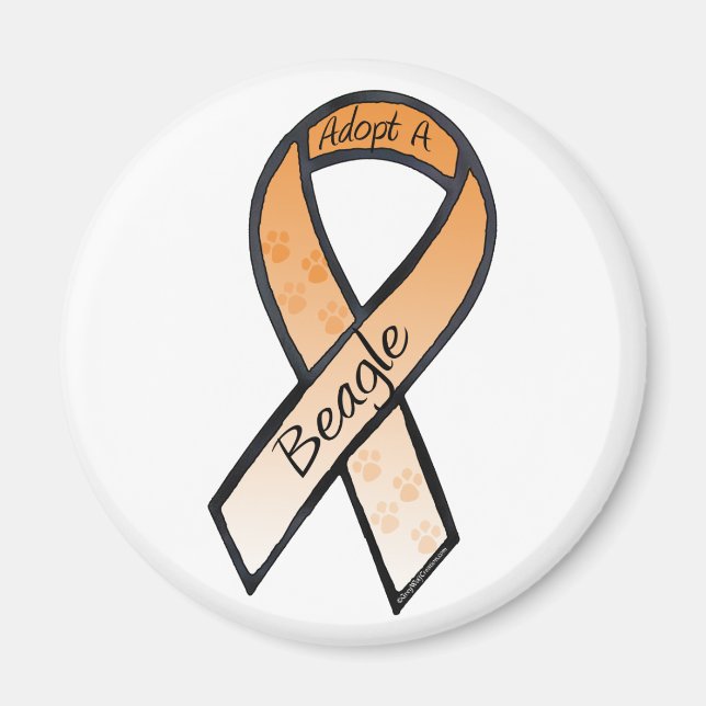 Adopt a Beagle Orange Awareness Ribbon Magnet (Front)