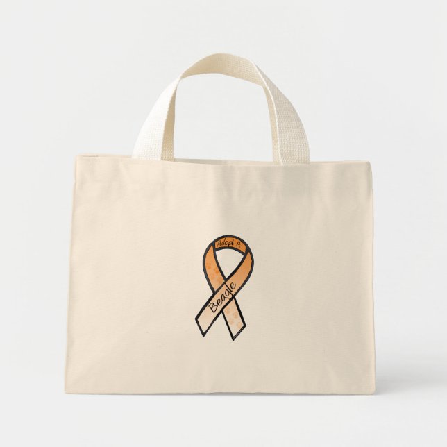 Adopt a Beagle Orange Awareness Ribbon Mini Tote Bag (Front)