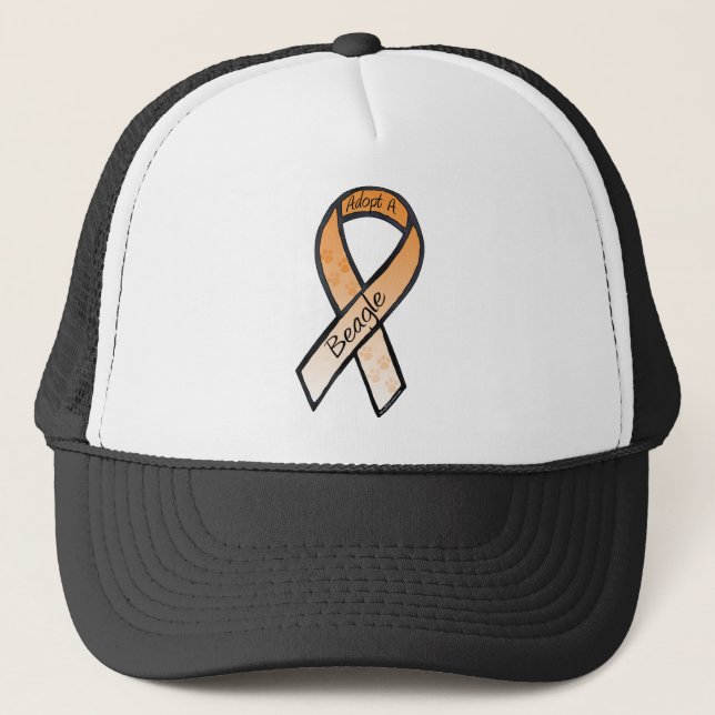 Adopt a Beagle Orange Awareness Ribbon Trucker Hat (Front)