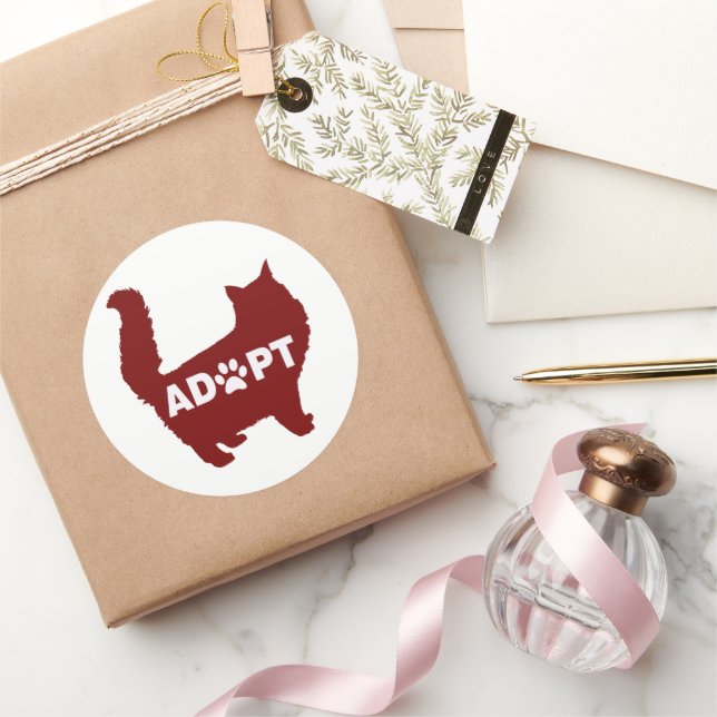 Adopt A Cat for Cat Lovers And Cat Owners Purple Classic Round Sticker (Gifting)