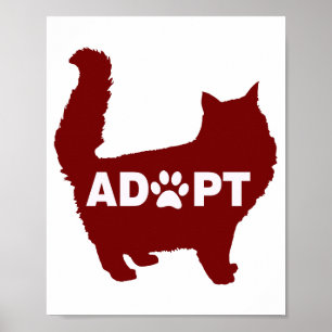 Adopt A Cat for Cat Lovers And Cat Owners Purple Poster