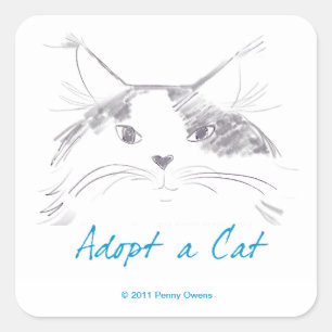 Adopt a Cat Square Sticker
