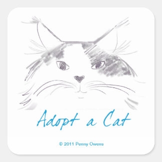 Adopt a Cat Square Sticker