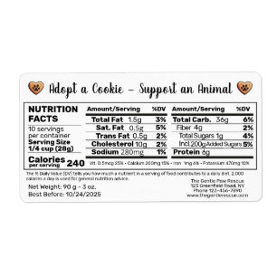 Adopt a Cookie Animal Rescue Bake Nutrition Facts