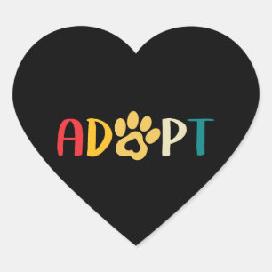 Adopt A Dog Or A Cat - Rescue An Animal With Love Heart Sticker