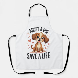 Adopt A Dog Save A Life Vintage Cute Puppy Rescue  Apron