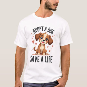 Adopt A Dog Save A Life Vintage Cute Puppy Rescue  T-Shirt