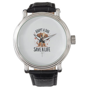 Adopt A Dog Save A Life Vintage Cute Puppy Rescue Watch