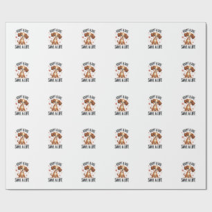 Adopt A Dog Save A Life Vintage Cute Puppy Rescue Wrapping Paper